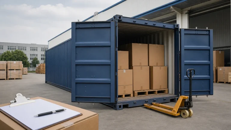 Editorial illustration of container loading preparation in China