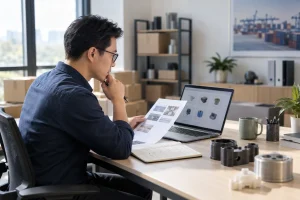 Buyer comparing supplier profiles and order evidence